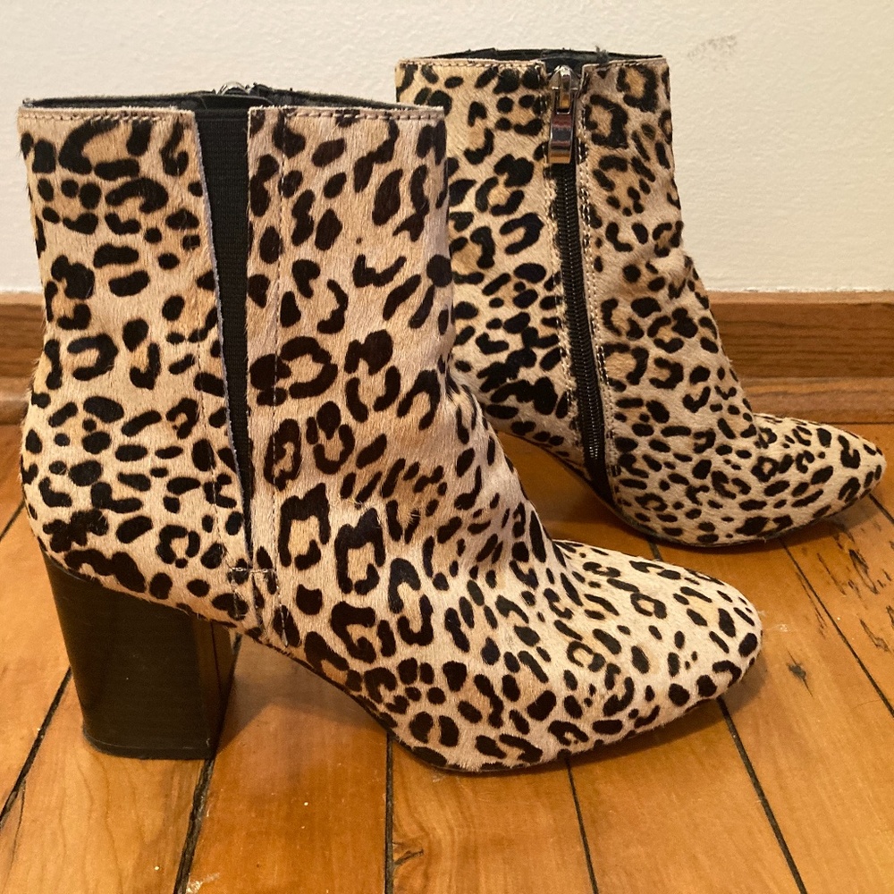 Leopard block heel bootie